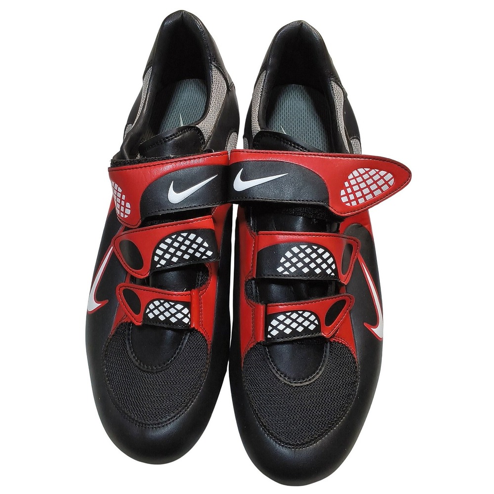 Athletic Nike Cipressa Cycling Shoes Men 12 Black Red Hook and Loop Straps